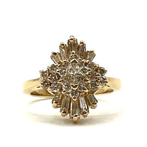 Vintage Estate 14k Yellow Gold Round Cut Diamond Ring Cluster Design .80CT/4.7g
